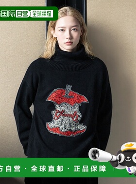 1h可退 日本直邮glamb Eaten Apple涂鸦刺绣苹果图案高领针织衫 G