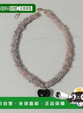 1h可退 日本直邮SMELLY 女士秋冬新款针织绳黑色心形吊坠锁骨项链