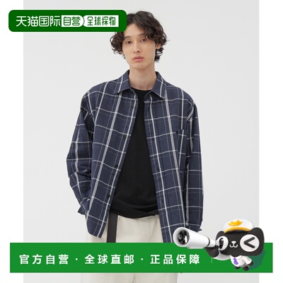 1h可退 日本直邮MHL. 男士 50%棉50%麻 高密度大格纹衬衫 胸袋设