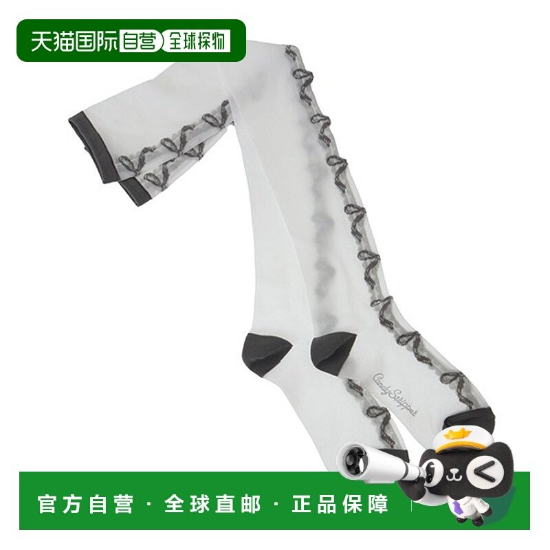 1h可退 日本直邮Candy Stripper 女士蝴蝶结透肤过膝袜 1253904