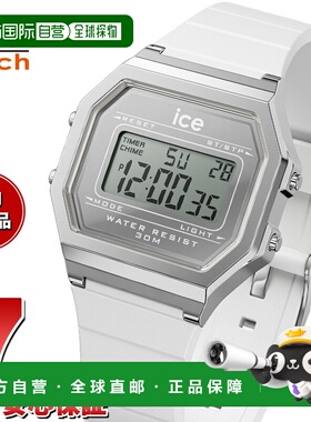日本直邮ICE-WATCH 女士冰晶数字复古金属腕表022734金属银镜白色