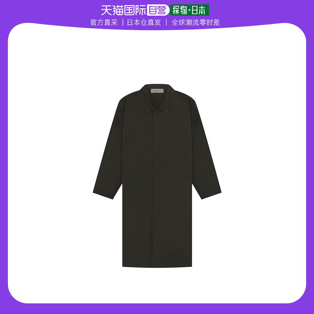 日本直邮Essentials博姿男女同款优雅外套黑色长款翻领纽扣