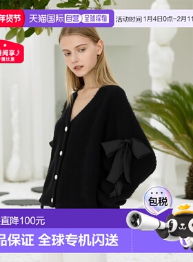 日本直邮日潮 GRL系带缎带羽毛针织开衫tu1506