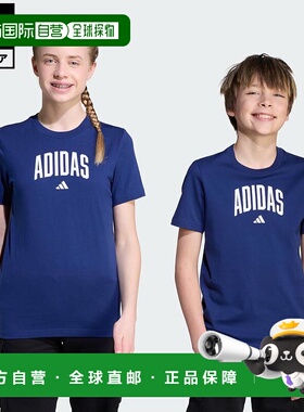 日本直邮日本直邮 adidas 儿童学院风半袖T恤[JV5193] 蓝色短袖