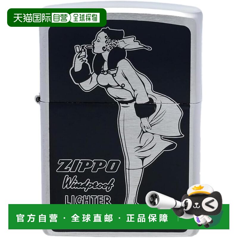 【日本直邮】Zippo Windy女郎黑色彩印打火机 P WINDY(B)