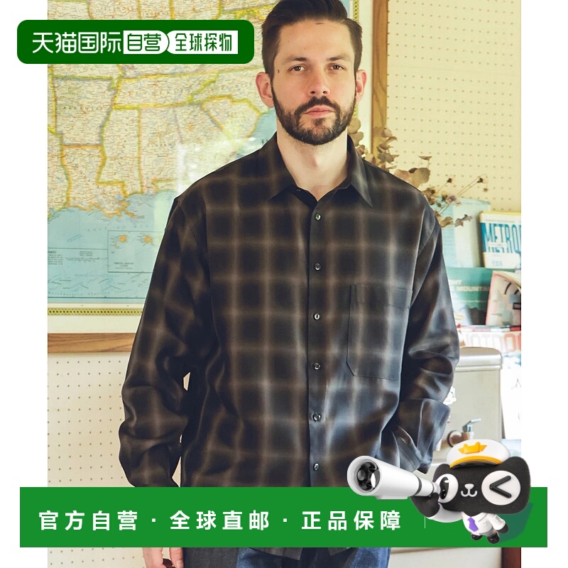 1h可退 日本直邮MR.OLIVE 男装 Tencel  格纹正装衬衫 宽松版型圆