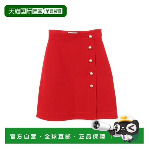 日本直邮中古Gucci古驰女A级95新Skirt裙子羊毛红色半身裙裙子