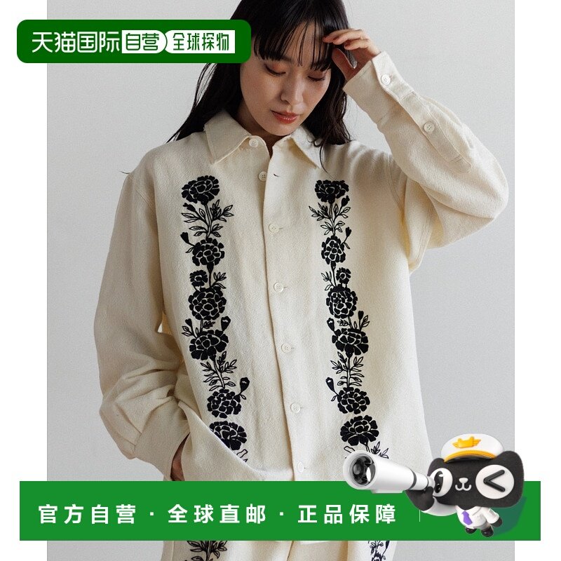 1h可退 日本直邮LEIN 男女同款 羊毛棉混纺 花朵刺绣衬衫 AL52731