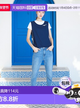 【日本直邮】Mizuno美津浓女款陆上运动衫XS藏青色x白色 U2MA8250