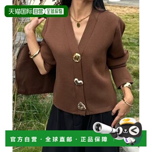 1h可退 日本直邮deux amour 女士 V领针织开衫 金色纽扣设计 1472