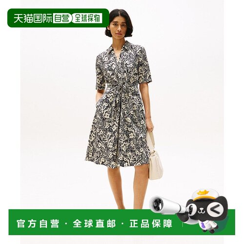 日本直邮TOMMY HILFIGER 亚麻粘胶无扣短袖连衣裙 [TO3203EW01269