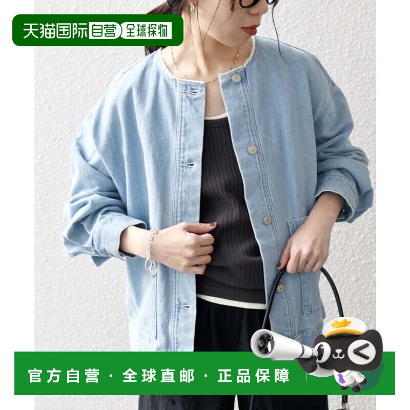 日本直邮SHIPS any 牛仔夹克 无领 天蓝色连衣裙外套