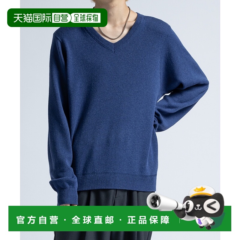 1h可退 日本直邮Casper John 男装 高针数羊毛棉V领毛衣 滑顺舒适