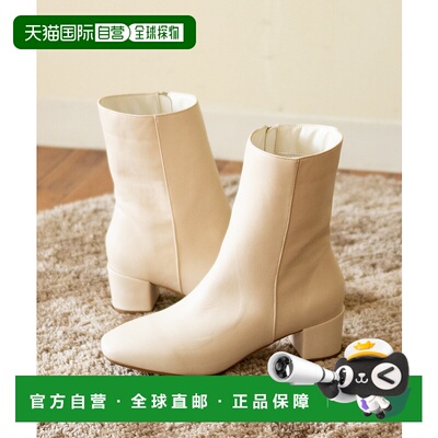 【日本直邮】Menuemenue靴子中靴女士方头侧拉链变形鞋跟（1001时