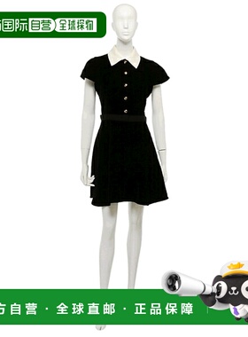 日本直邮 赛琳一件黑色女装 CELINE 2R07J353F 38NO天鹅绒连衣裙