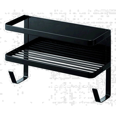 【日本直邮】山崎实业 磁性洗衣机侧架 带水管架 黑色W28XD12XH18