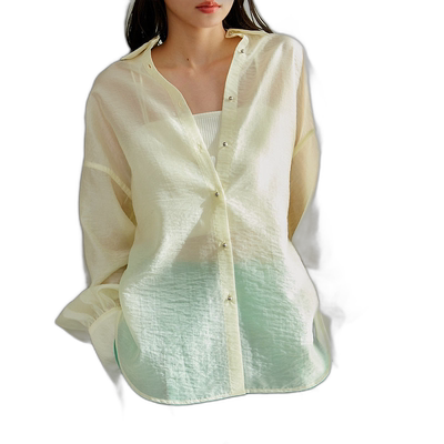 日本直邮VIS 女士金属钮扣简约透视衬衫 2024ABVH34040