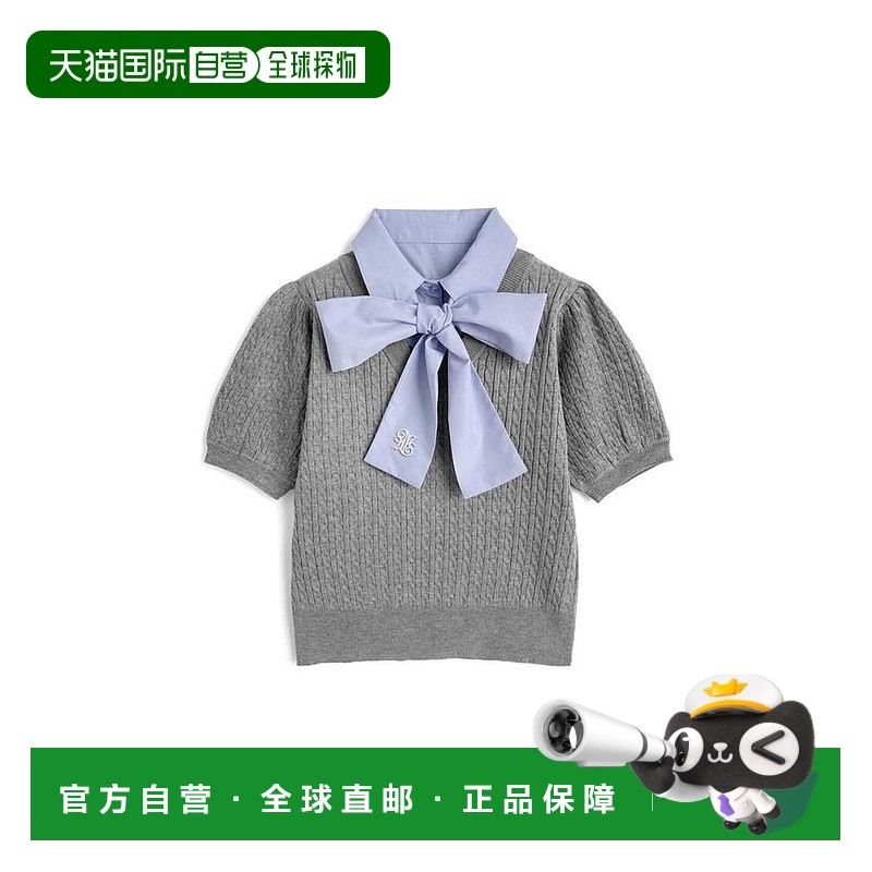 日本直邮日潮 GRL2Way翻领蝴蝶结 cable 编织毛衣上衣kz681针织衫