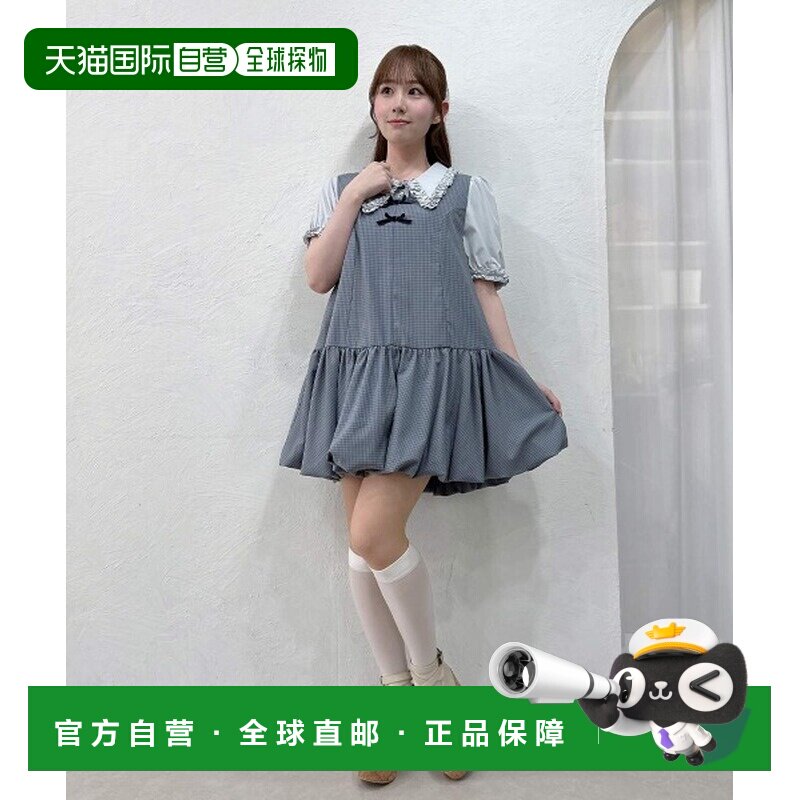 日本直邮F i.n.t 女士 波浪裙摆背带裙+前襟丝绒蝴蝶结 59AE04f00