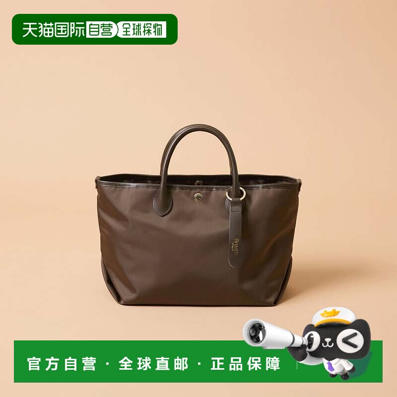 日本直邮TOPKAPI 尼龙手提包 皮革手柄 简约迷你 轻量 棕色尼龙包