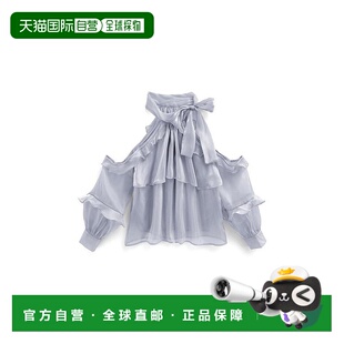 日本直邮日潮 GRL露肩透视丝带荷叶边衬衫at2333蝴蝶结泡泡袖