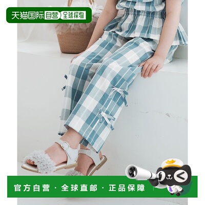 日本直邮BRANSHES 儿童 女款格纹侧边蝴蝶结长裤 126232175