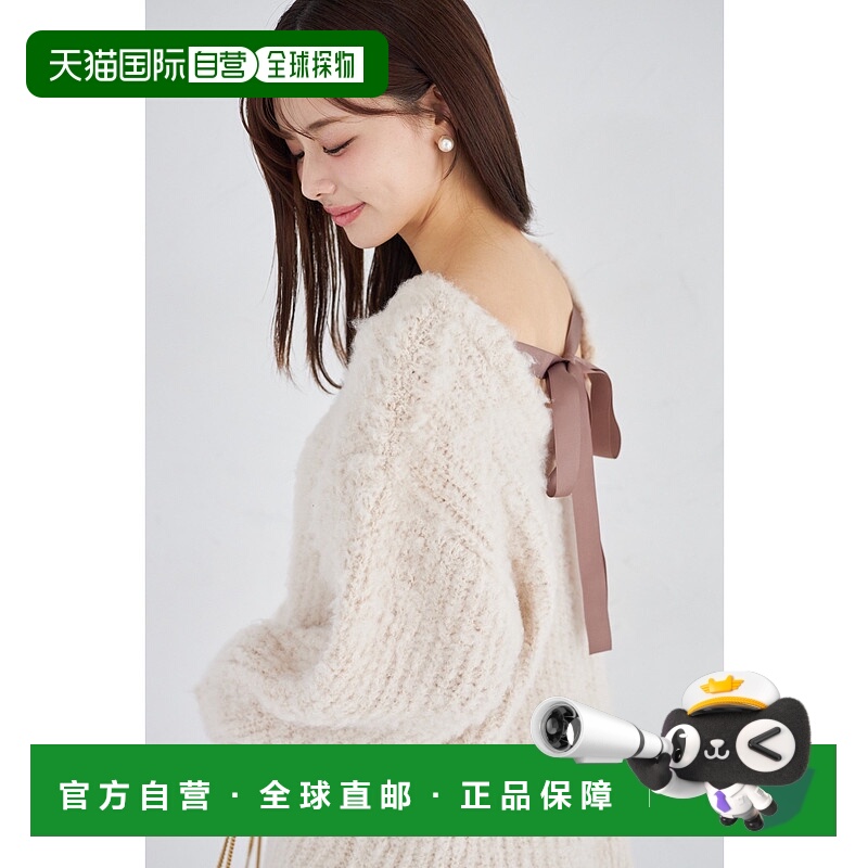 1h可退 日本直邮tocco closet 女装 宽松刷毛针织衫 后背蝴蝶结设