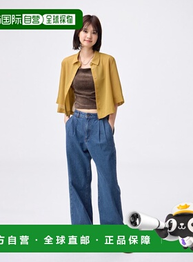 日潮跑腿GU极优 牛仔褶裥裤标准长度70.0-74.0cm 65 BLUE WOMEN X