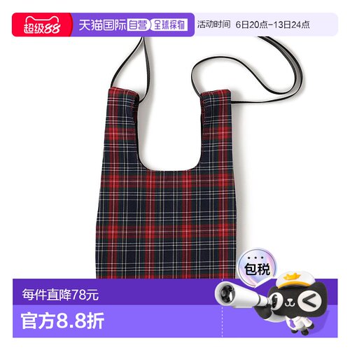 1h可退 日本直邮bPr BEAMS 男装 原创格纹单肩包 S号 调节长肩带