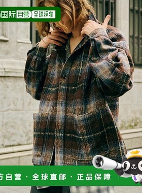 1h可退 日本直邮官方授权 PUBLUX 长毛格纹宽松夹克牛仔针织大衣