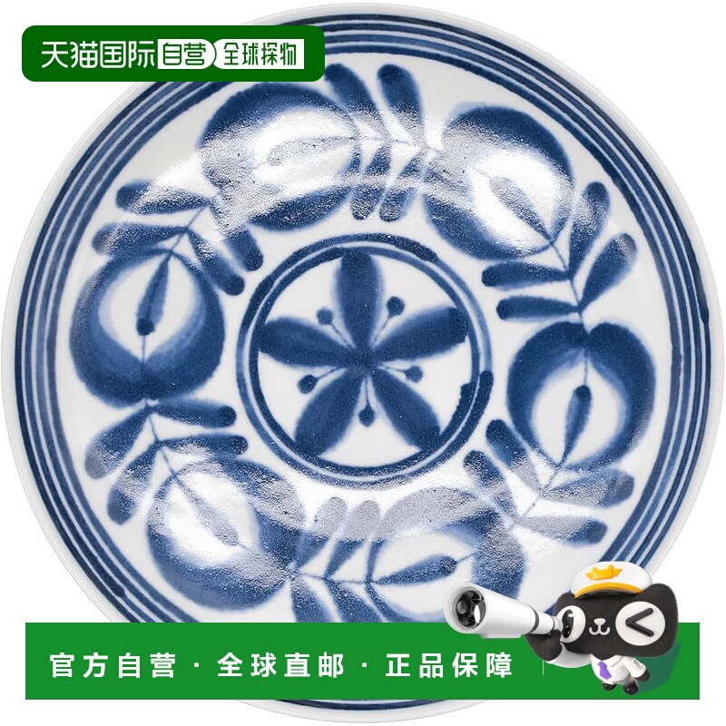 【日本直邮】波佐见烧现代蓝中盘 花纹微北欧风 73508瓷器