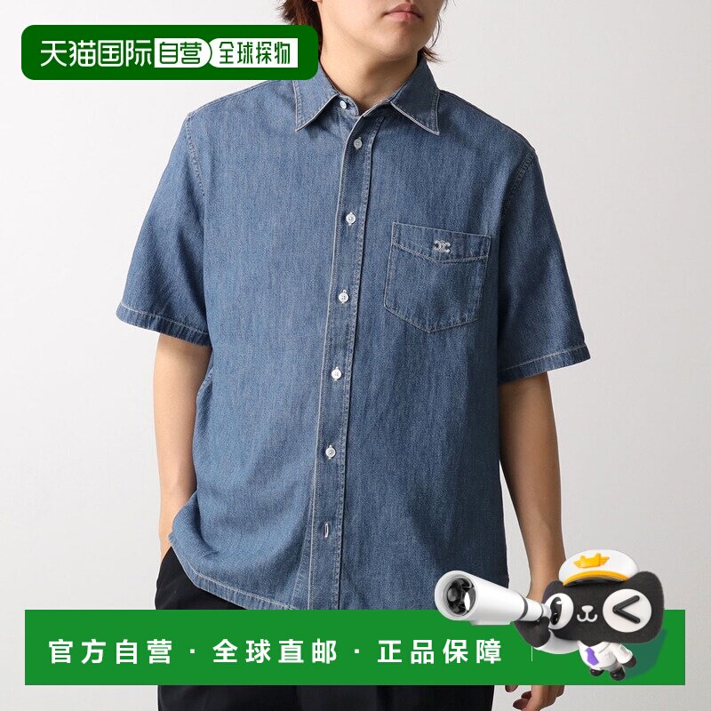 日本直邮CELINE 牛仔衬衫 RC0D7208I.07UO 男士短袖衬衫 棉质 Tri