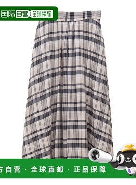 1h可退 日本直邮Tiara 女士格纹腰带款A字裙 A0143FS422半身裙