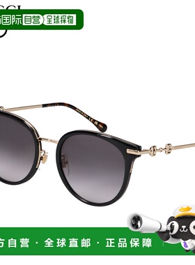 日本直邮GUCCI 太阳镜男式女式亚洲版型防紫外线太阳镜黑色 GG101