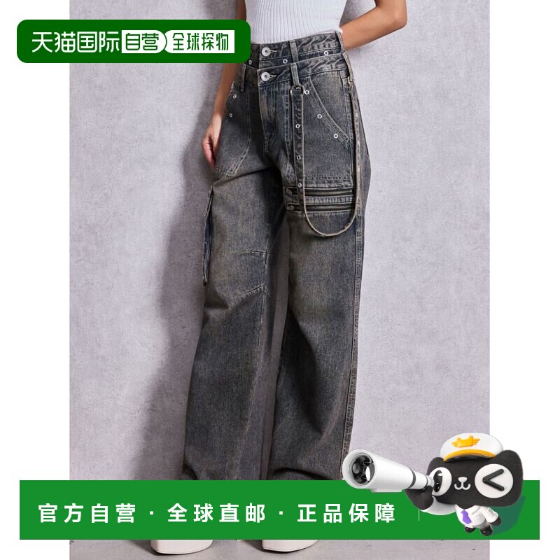 日本直邮GYDA 女装 高腰工装风牛仔裤阔腿直筒裤 072632418201