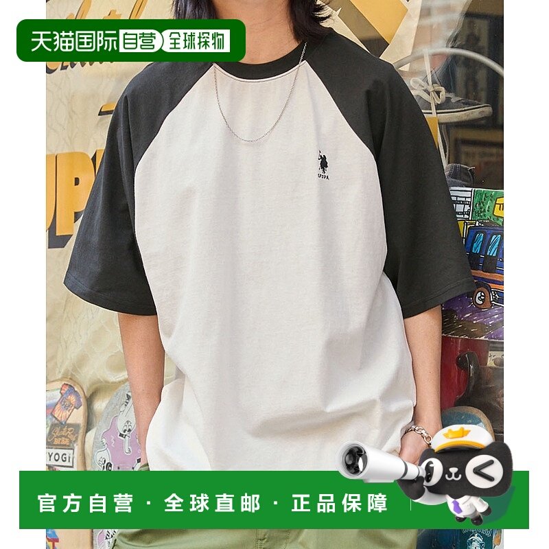 1h可退 日本直邮U.S. POLO ASSN. 男女同款刺绣拉链配色宽松短袖T