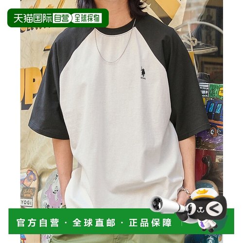 1h可退 日本直邮U.S. POLO ASSN. 男女同款刺绣拉链配色宽松短袖T