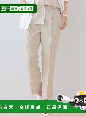 日本直邮INDIVI 条纹图案亚麻质感锥形裤 IN1249EW070667内搭短袖