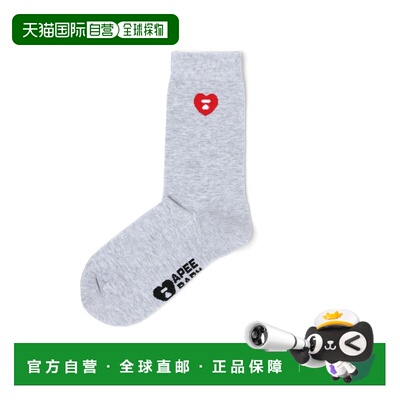 日本直邮A BATHING APE 女士 爱心刺绣徽章短袜 CM20284301