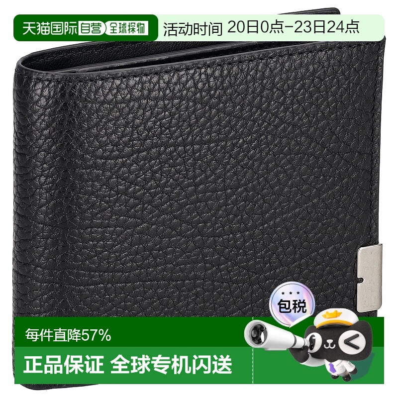日本直邮BURBERRY博柏利双折钱包黑色男士经典大牌简约风时尚新款