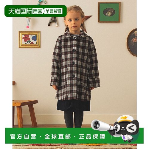 1h可退 日本直邮Kodomo BEAMS 儿童 宽松A版 格纹 斗篷领大衣 551