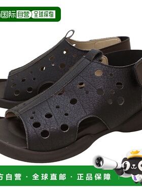 日本直邮RegettaCanoe 女士穿孔橡胶凉鞋交叉带和低跟（R286-BLK