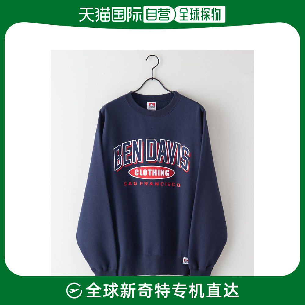日本直邮ben davis 男女同款复古标志学院徽章印花加绒圆领卫衣