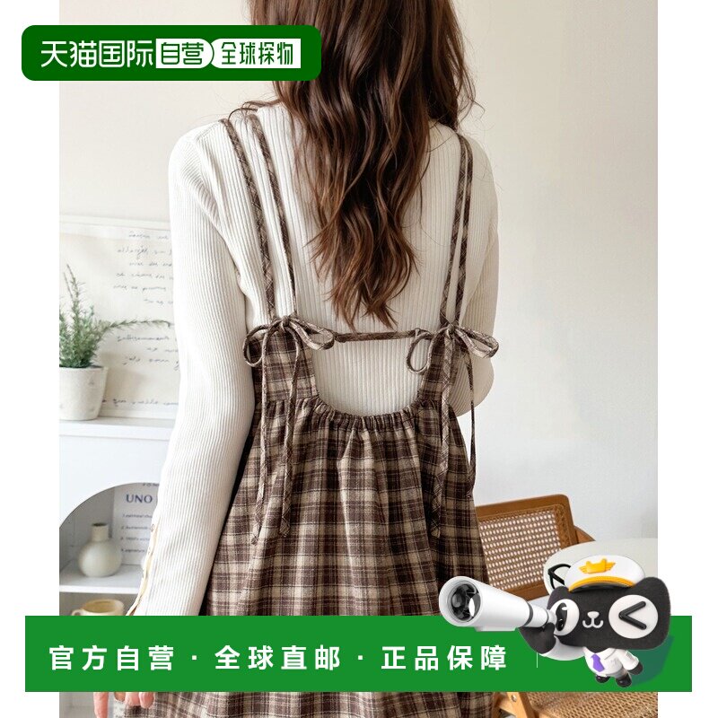 日本直邮classicalelf 女装 微起毛格纹背带长裙 【付后1h可退】