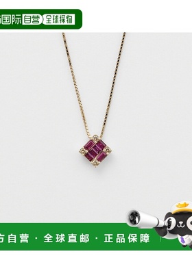 日本直邮日潮 agete 阿卡朵K18YG红宝石钻石项链红色 均码