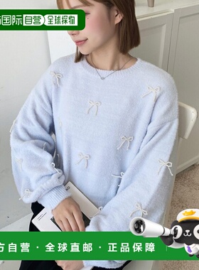 1h可退 日本直邮moment+ 女士珍珠蝴蝶结设计针织套头衫 mt06126