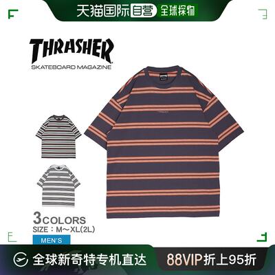 日本直邮 THRASHER GONZ 边框 S/S T恤男式灰白色 GONZ LOGO BORD