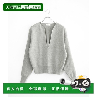 KNIT 日本直郵SOLAMONAT 女士薄針織開衩領(lǐng)套頭衫 SMA SLIT