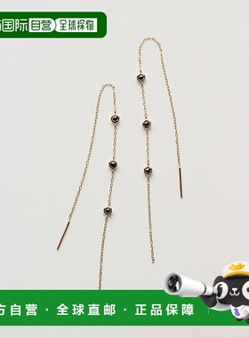 1h可退 日本直邮cui-cui 黑色钻石 长款 耳坠 K10YG 778822耳饰