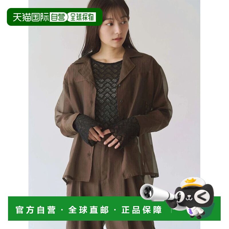 日本直邮TONAL 女装 宽松开襟 透视雪纺衬衫 后背金色吊饰 652620